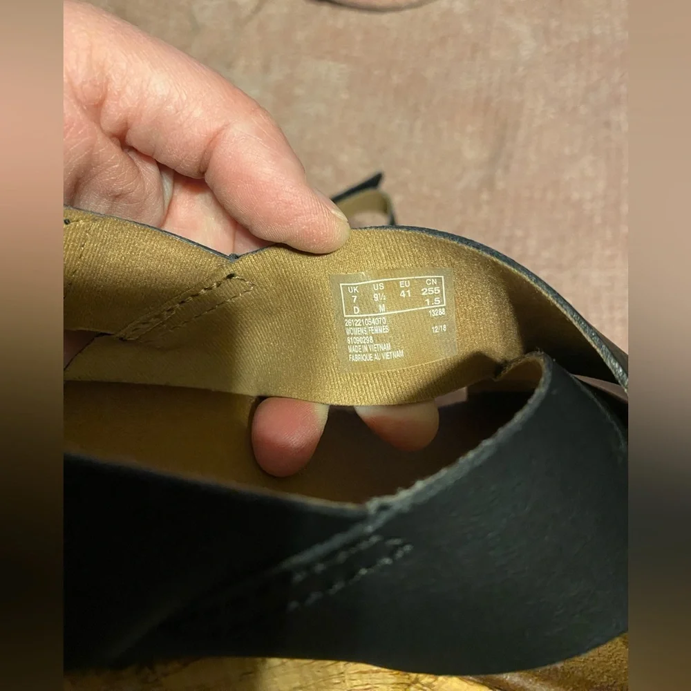 Clarks Black Wedge Sandals - Picture 6 of 8